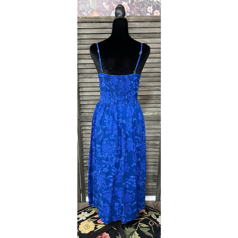 Universal Thread Blue Floral Smocked Midi Dress XS Pockets Cottagecore NWOT - Picture 5 of 11
